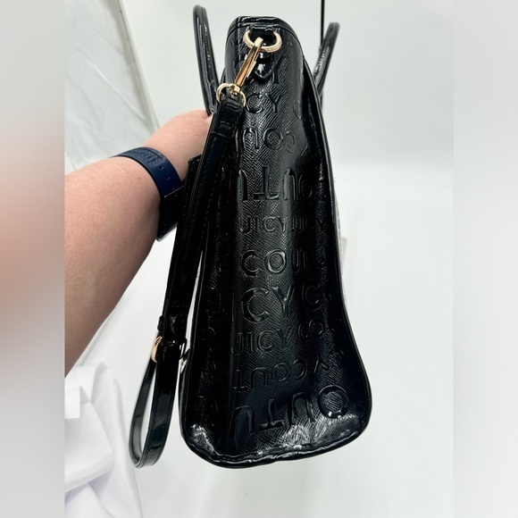 Juicy Couture Black Embossed Logo Tote Bag with Gold Hardware - Picture 4 of 11